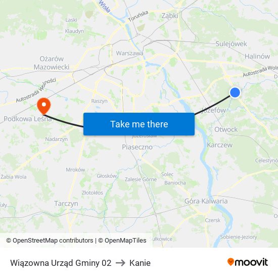 Wiązowna Urząd Gminy to Kanie map