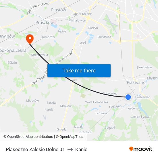 Piaseczno Zalesie Dolne 01 to Kanie map