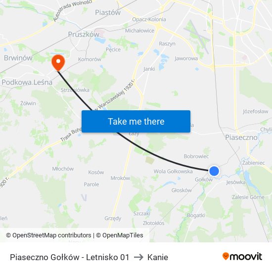 Piaseczno Gołków - Letnisko 01 to Kanie map