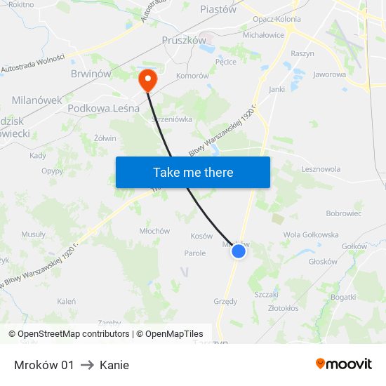 Mroków 01 to Kanie map