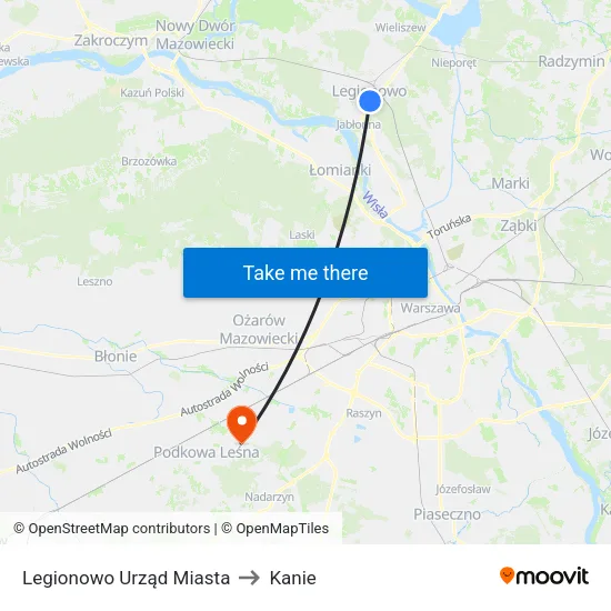 Legionowo Urząd Miasta to Kanie map