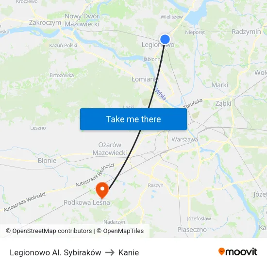 Legionowo Al. Sybiraków to Kanie map