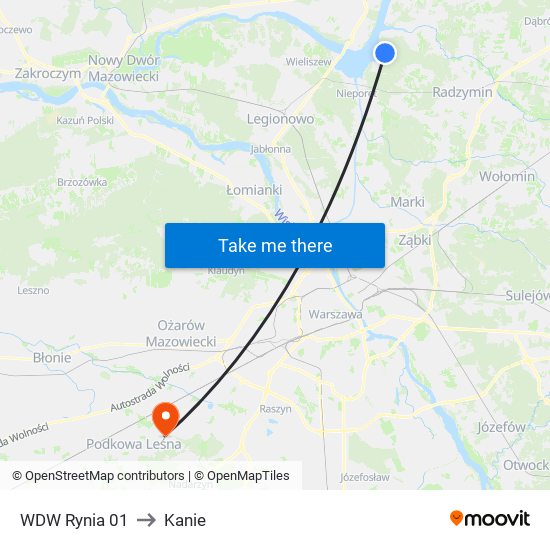 Białobrzegi Amw Rewita to Kanie map