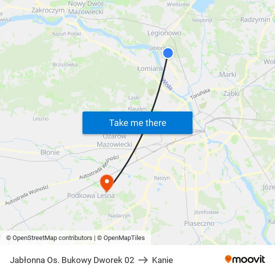 Jabłonna Os. Bukowy Dworek 02 to Kanie map