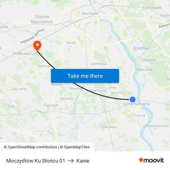 Moczydłów Ku Słońcu to Kanie map