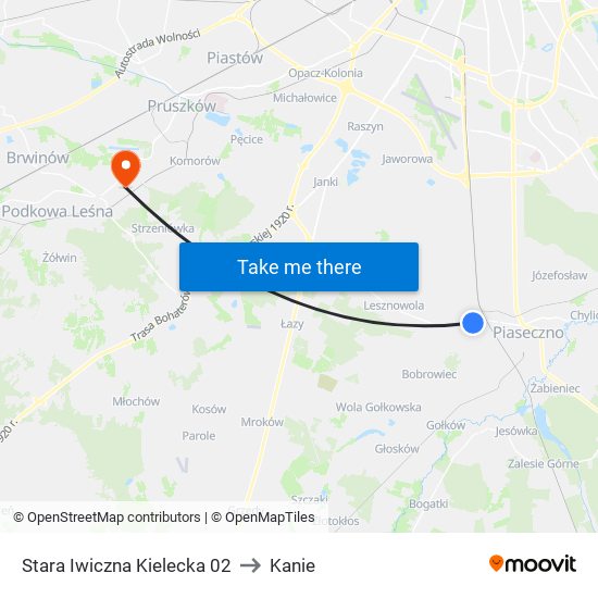 Stara Iwiczna Kielecka 02 to Kanie map