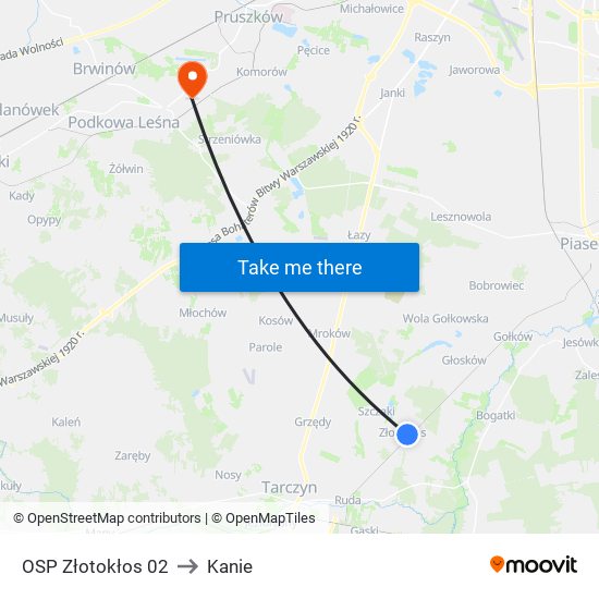 OSP Złotokłos to Kanie map