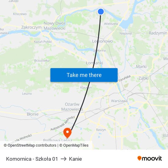 Komornica - Szkoła 01 to Kanie map