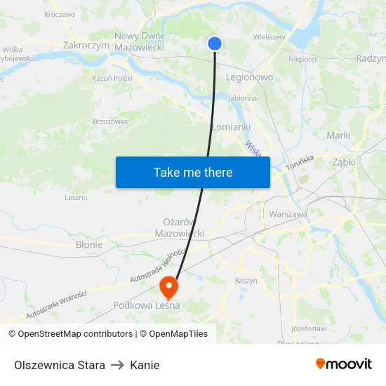 Olszewnica Stara to Kanie map