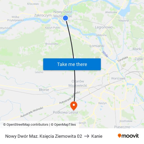 Okunin Straż to Kanie map