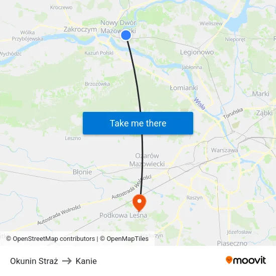 Okunin Straż to Kanie map
