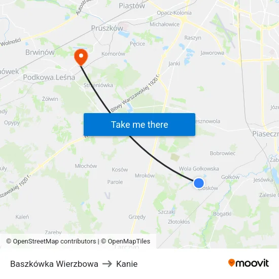 Baszkówka Wierzbowa to Kanie map
