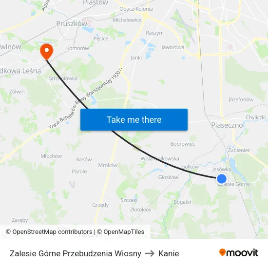 Zalesie Górne Przebudzenia Wiosny to Kanie map
