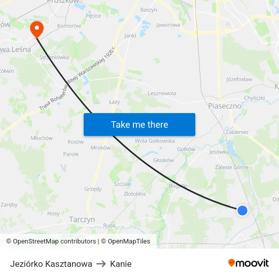 Jeziórko Kasztanowa to Kanie map