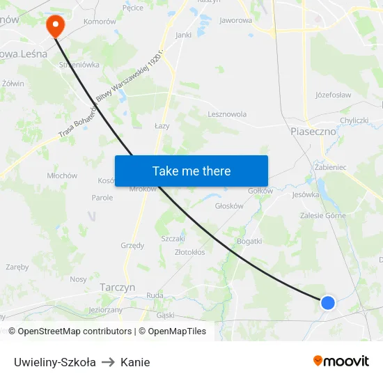 Uwieliny - Szkoła to Kanie map