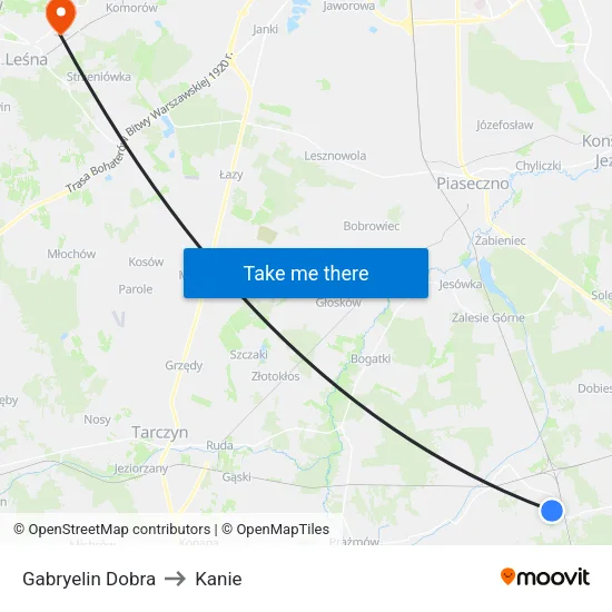 Gabryelin Dobra to Kanie map
