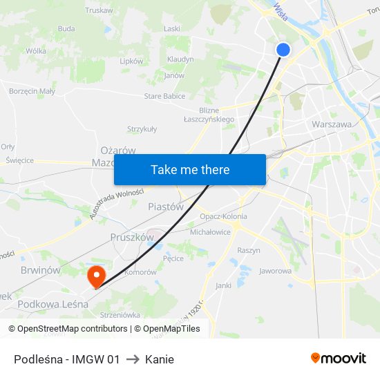 Podleśna - IMGW 01 to Kanie map