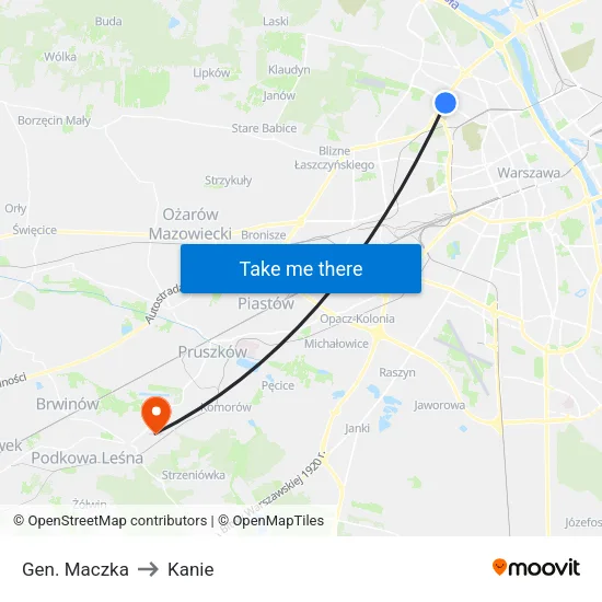 Gen. Maczka to Kanie map