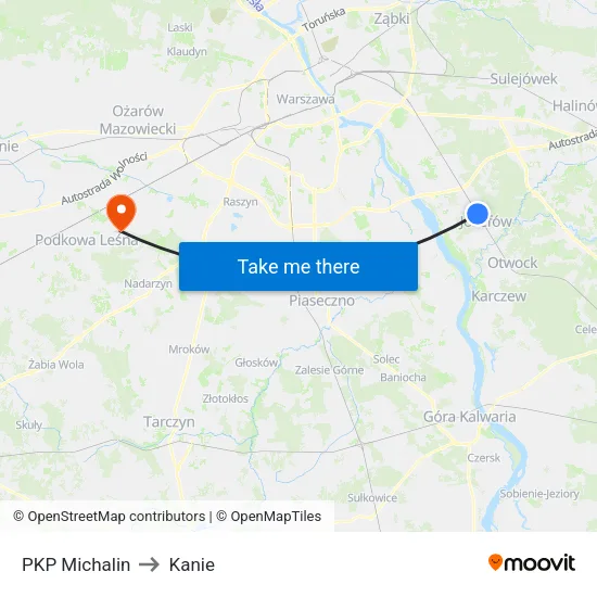 PKP Michalin to Kanie map