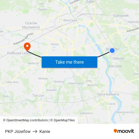 PKP Józefów to Kanie map