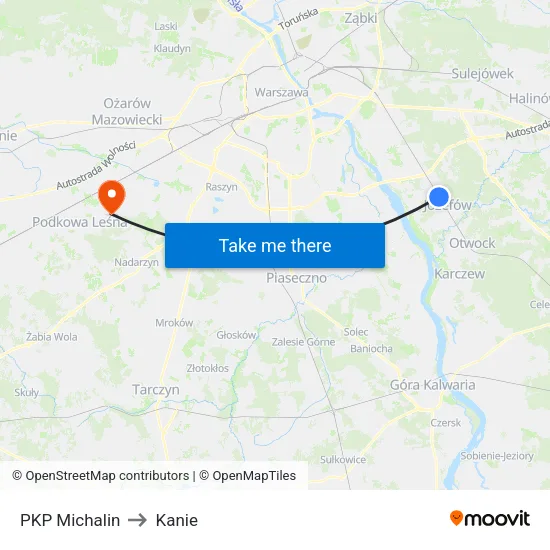 PKP Michalin to Kanie map