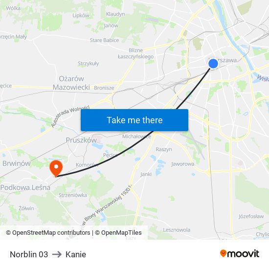 Norblin to Kanie map