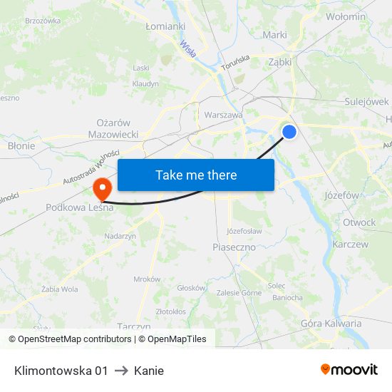 Klimontowska 01 to Kanie map