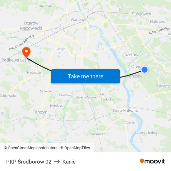 PKP Śródborów 02 to Kanie map