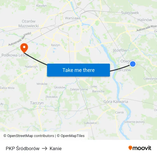 PKP Śródborów to Kanie map