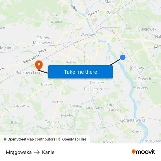 Mrągowska to Kanie map