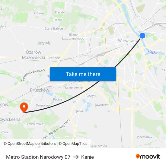 Metro Stadion Narodowy 07 to Kanie map