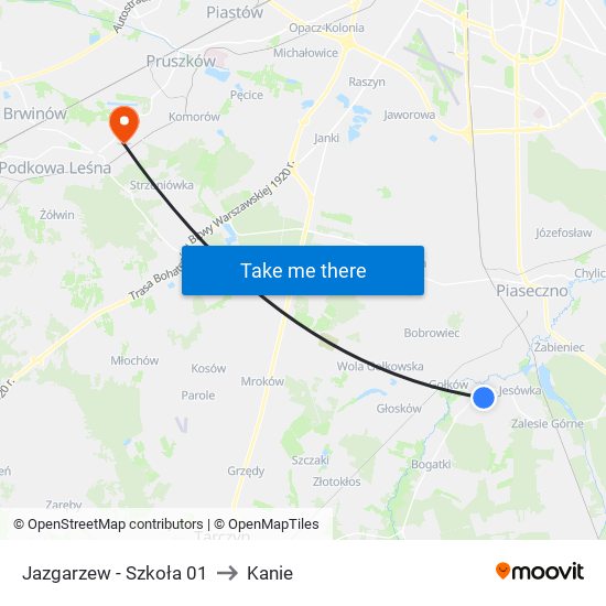 Jazgarzew - Szkoła 01 to Kanie map