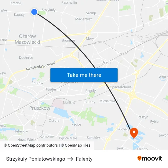 Strzykuły Poniatowskiego to Falenty map