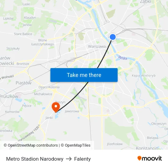 Metro Stadion Narodowy to Falenty map