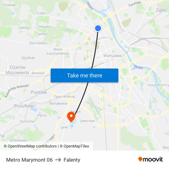 Metro Marymont to Falenty map