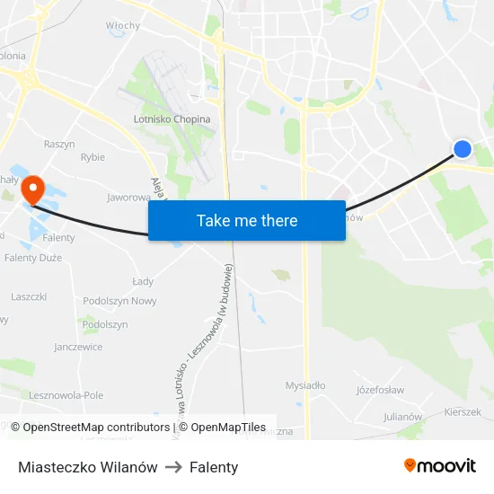 Miasteczko Wilanów to Falenty map