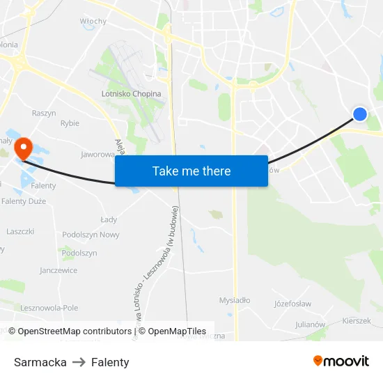 Sarmacka to Falenty map