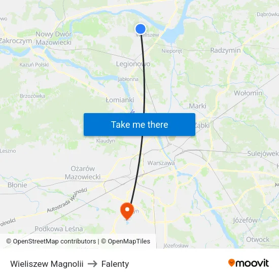 Wieliszew Magnolii to Falenty map