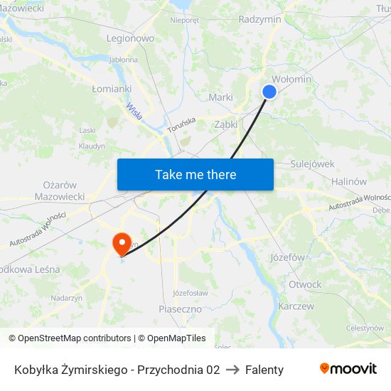 Kobyłka Żymirskiego - Przychodnia 02 to Falenty map