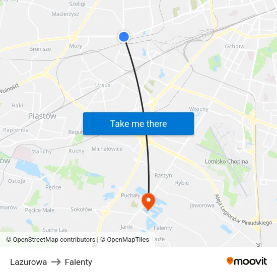 Lazurowa to Falenty map