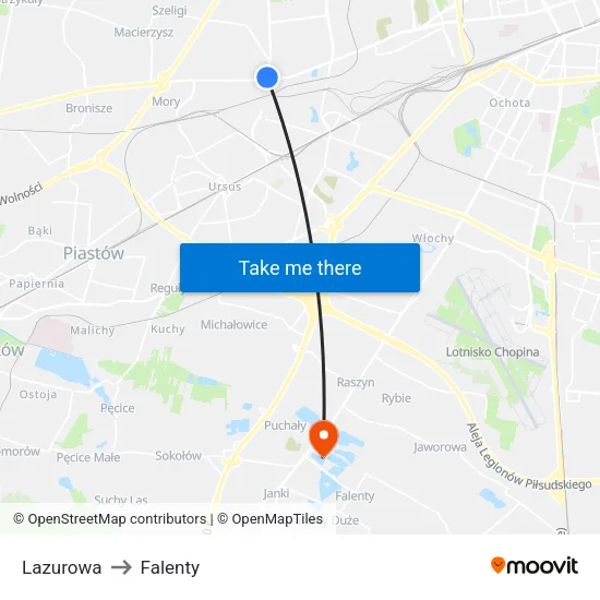 Lazurowa to Falenty map