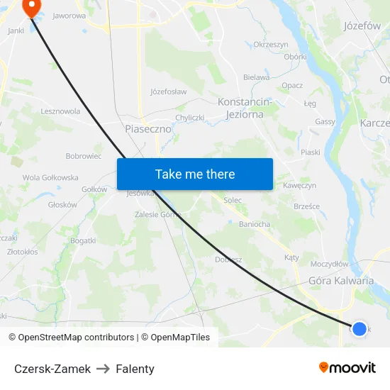 Czersk - Zamek to Falenty map