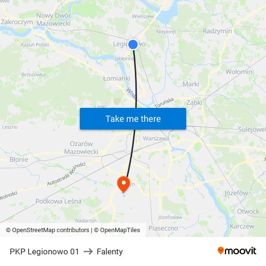 PKP Legionowo 01 to Falenty map