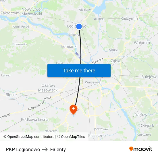 PKP Legionowo to Falenty map