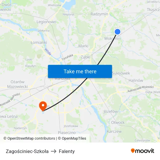 Zagościniec - Szkoła to Falenty map