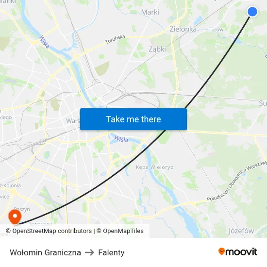 Wołomin Graniczna to Falenty map