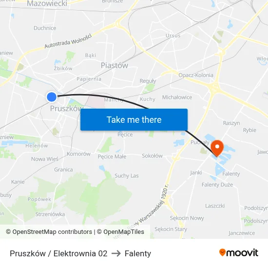 Pruszków / Elektrownia 02 to Falenty map