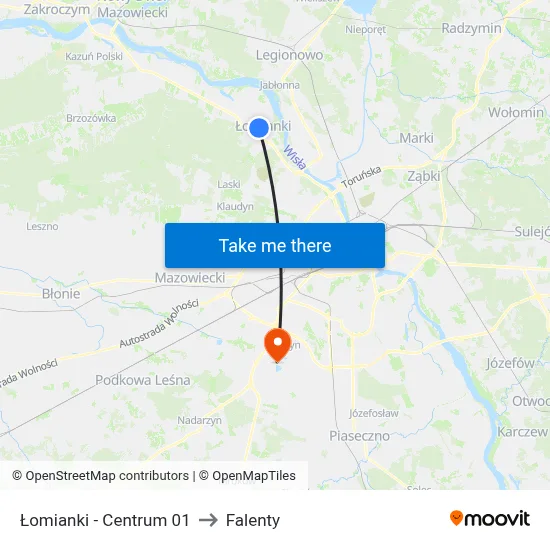 Łomianki - Centrum 01 to Falenty map