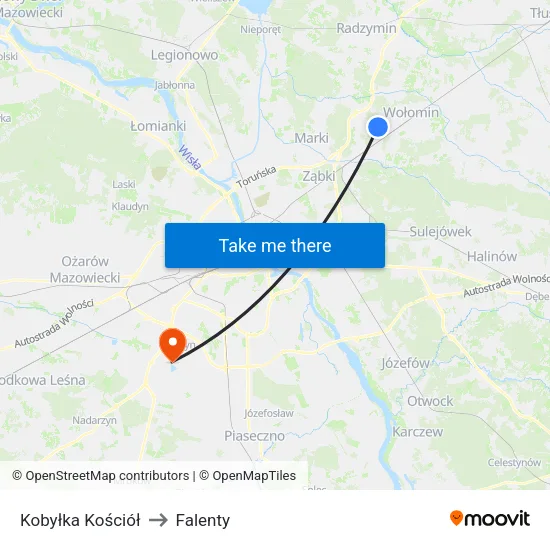 Kobyłka Kościół to Falenty map