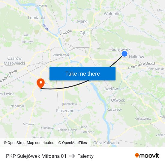 PKP Sulejówek Miłosna 01 to Falenty map